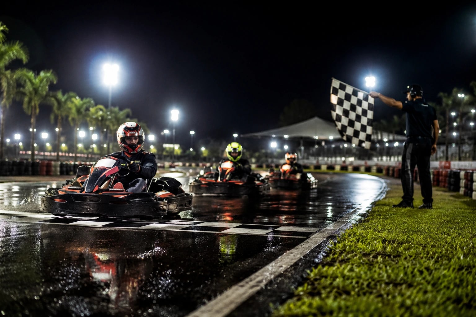 Karts do UDK cruzando a linha de chegada